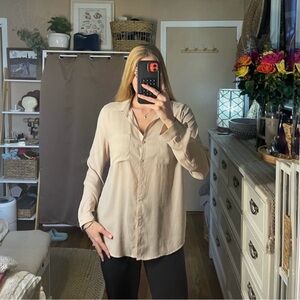 Forever 21 beige neutral button up blouse